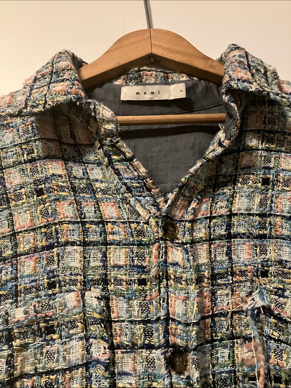 MNML Multicolored Plaid Raw Edges Shirt - Large